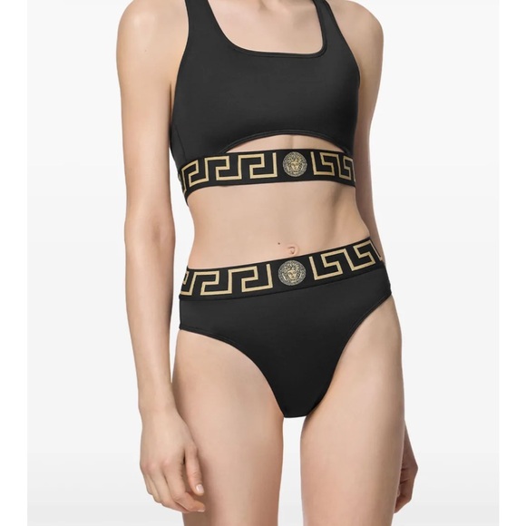 Versace Black Bikini with Gold Accents - Picture 1 of 5